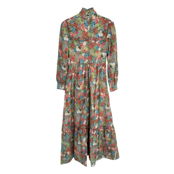 Pink and Green Long Sleeve Gown with Mock Neck - Picture 4 of 16